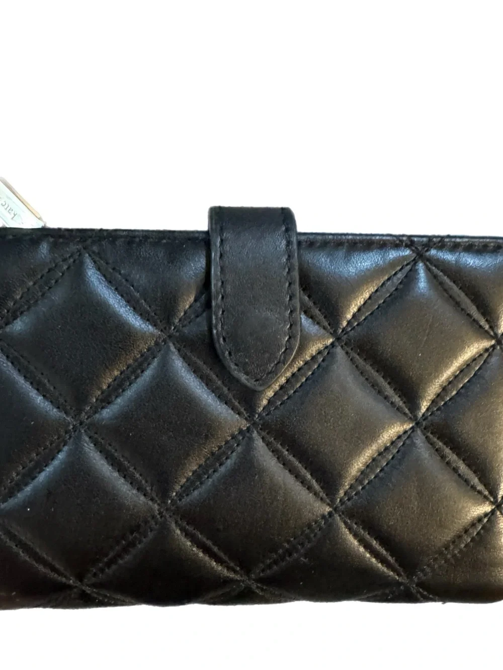 kate spade Black Quilted Leather Wallet with Gold Logo